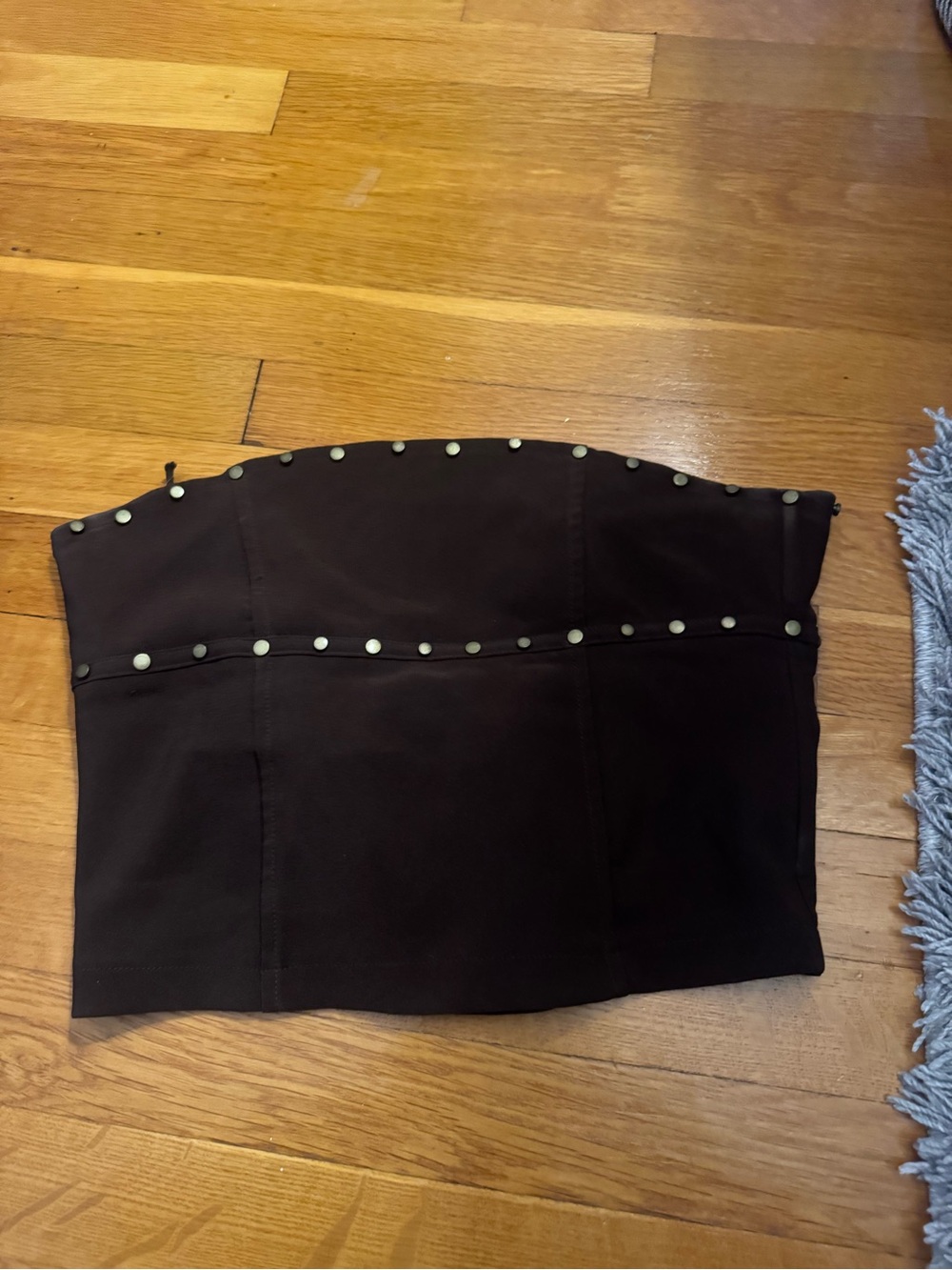 Edikted Strapless Brown Studded Corset Top